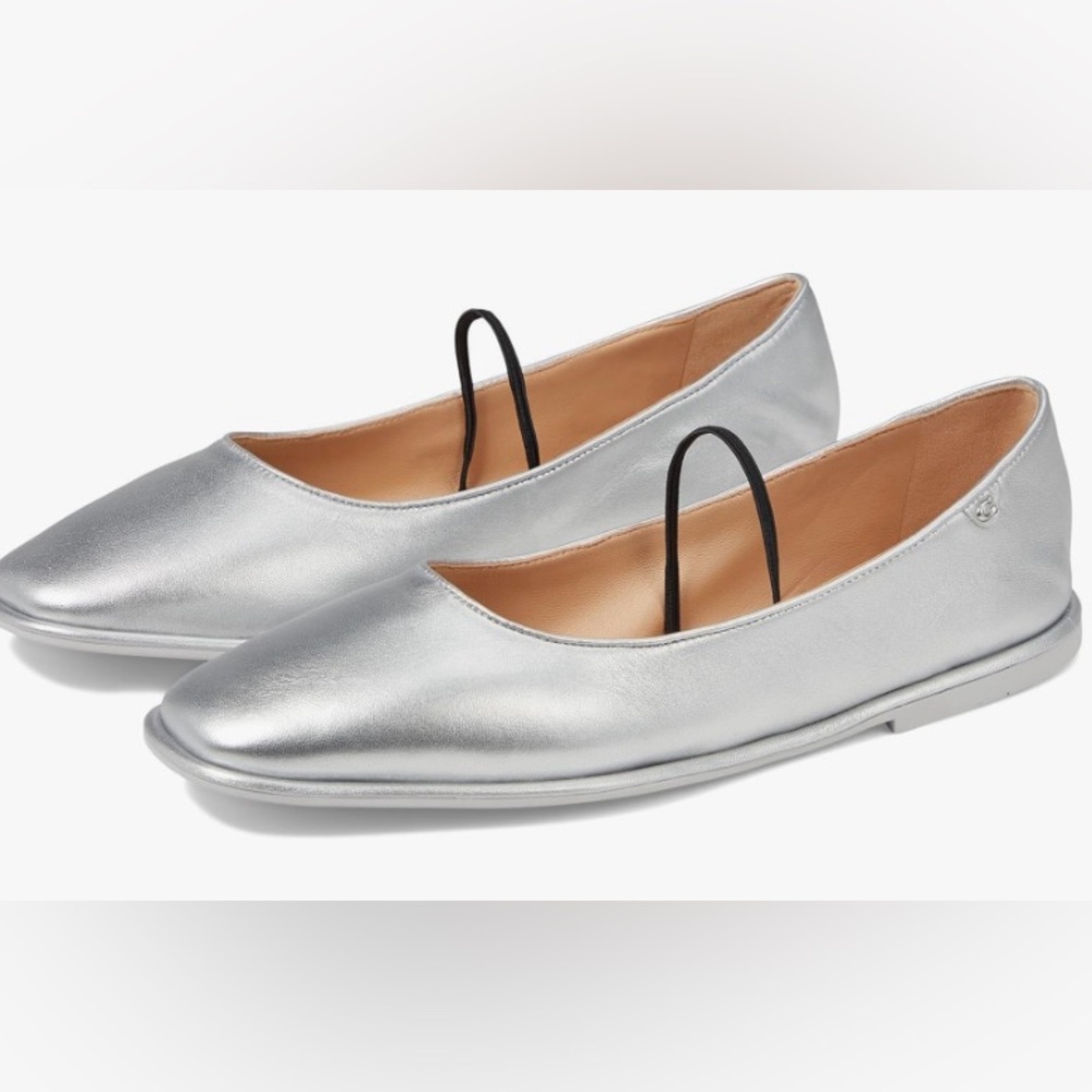 Coach siver metallic Mary Jane’s with black strap.  Brand new . Size 5. No box